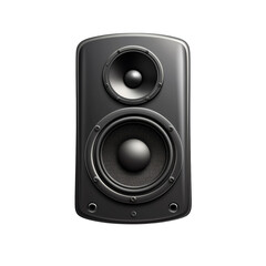 Fototapeta premium Sleek black speaker dual woofer design rich sound dark background studio on transparent background