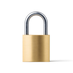 Naklejka premium Close-Up of Brass Padlock on White Background