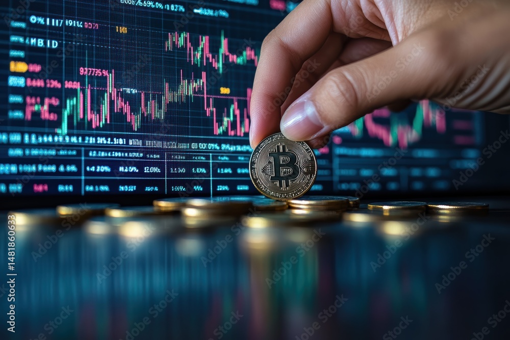 Aufkleber cryptocurrency trading strategies using bitcoin and market analysis with data visualization