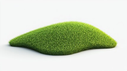 Lush green grassy mound, isolated on white background