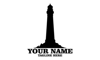Old lighthouse with cylindrical tower vector illustration. art and Classic and beacon lighthouse vector set, lighthouse logo icon design