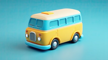 Isometric 3D Cartoon School Bus Gift Box Mockup for Kids' Packaging Prototypes and Educational Promotions