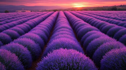 Fototapeta premium Lavender Field at Sunset