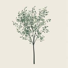 Fototapeta premium Vector illustration of a tree with green leaves on a white background.