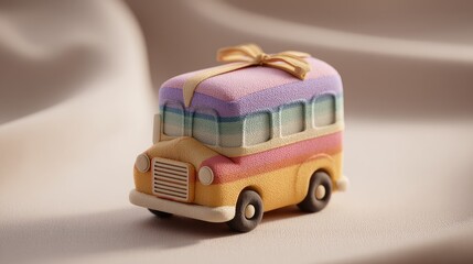 Plush Toy-Style School Bus Gift Box with Pantone 2025 for Kids' Packaging, Holiday Promotions, and Educational Design Projects