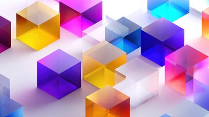 Abstract 3D geometric cubes in vibrant colors