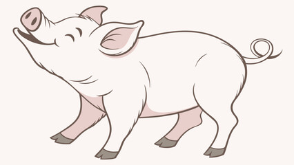 Fototapeta premium Vector SVG cute piglet standing on two legs, smiling joyfully, showcasing its playful nature and charm