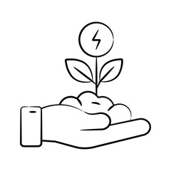 Latest hand drawn style icon depicting eco energy source concept