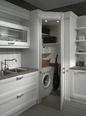 Close up of a storage corner in a kitchen