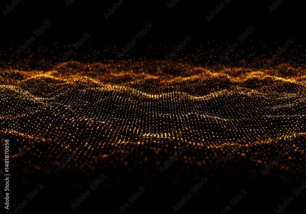 Poster abstract background golden particle wave