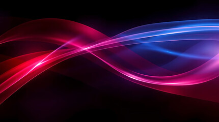 Obraz premium Vibrant Abstract Light Waves in Pink and Blue on Black Background – Futuristic Energy Flow, Dynamic Neon Lines, Modern Motion Design, Glowing Streaks for Technology, Art, and Digital Concepts