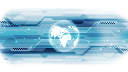 Abstract technology background with world map. Vector illustration for your design.