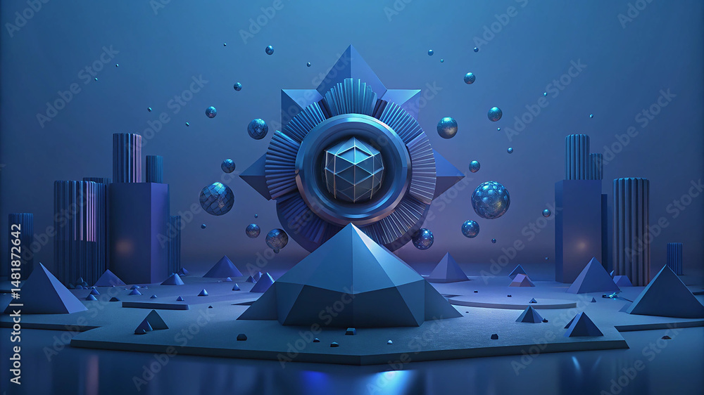 Poster high detail futuristic 3d render of abstract dynamic shape for digital art