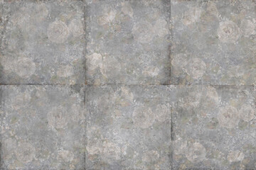 grey cement tiles and flowers texture background