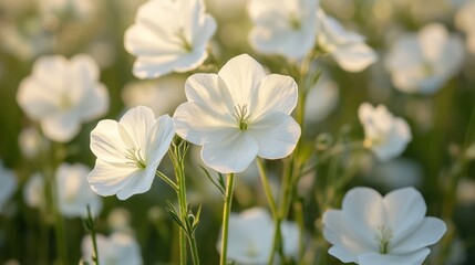 Fototapeta premium White Flower Field Floral Background