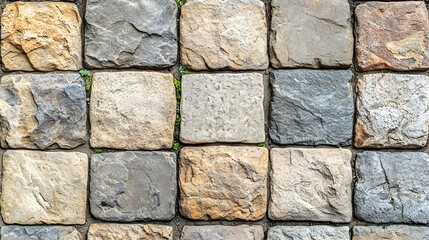 Fototapeta premium Beige and gray stone blocks seamless tile pattern