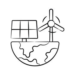 Renewable energy icon designed in doodle style