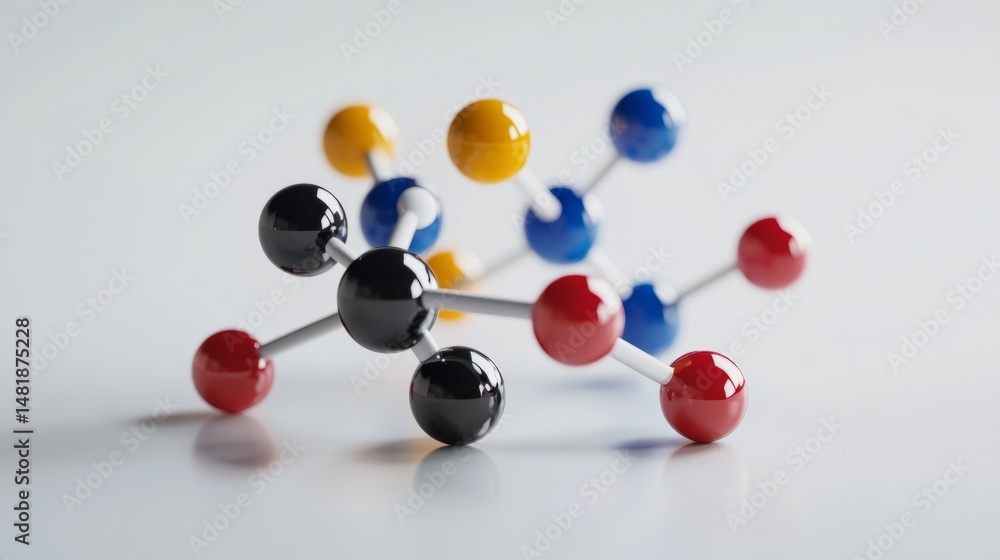 Poster 3d illustration of abstract science background featuring molecular structure and atom model with con