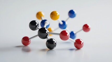 3d illustration of abstract science background featuring molecular structure and atom model with connected spheres and chemical bonds in a futuristic digital design for educational and scientific conc
