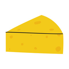 Yellow cheese wedge illustration displayed on a plain background in a minimalist style