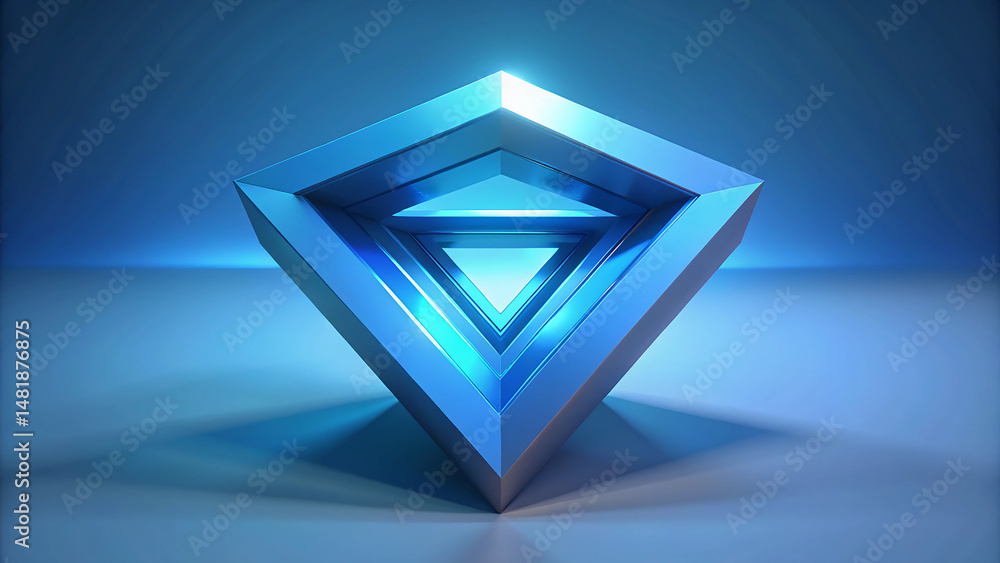 Poster blue triangle geometry background in 3d rendering with modern design