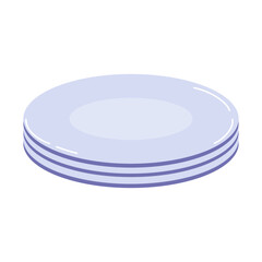 Stacked plates arranged neatly on a table in a simple dining setting