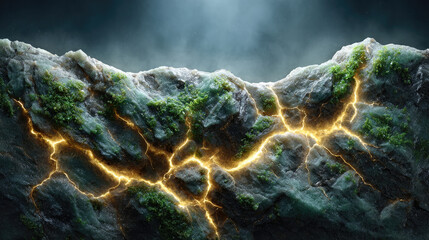 Abstract green background with seamless motion and glowing fractal patterns evokes digital energy