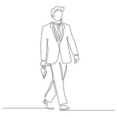 Businessman Continuous One Line Drawing. Business Manager Line Art Vector Illustration in Simple Minimalist Style. Male Silhouette for Business Design.