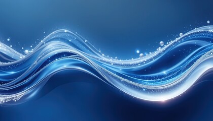 Abstract Blue Waves with Sparkling Particles
