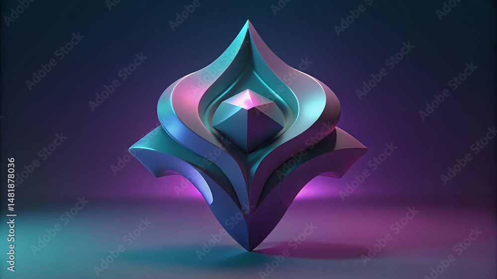 Aufkleber futuristic 3d rendering background with abstract shape and lighting effects