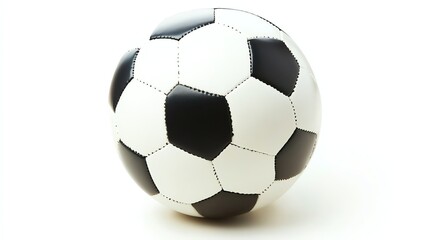 Fototapeta premium A single, white soccer ball is prominently displayed against a plain white background.