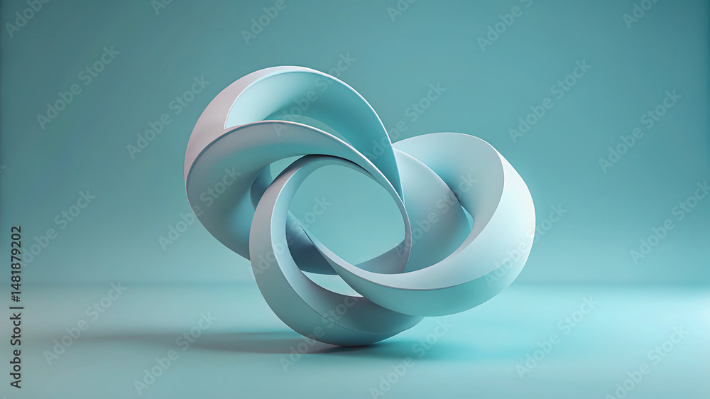 Aufkleber 3d abstract twist shapes in minimalist group composition background