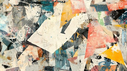 Fototapeta premium Mixed-media collage seamless pattern background