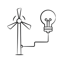 Windmill energy icon creatively designed in hand drawn style