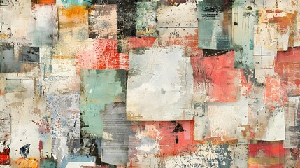 Naklejka premium Mixed-media collage seamless pattern background