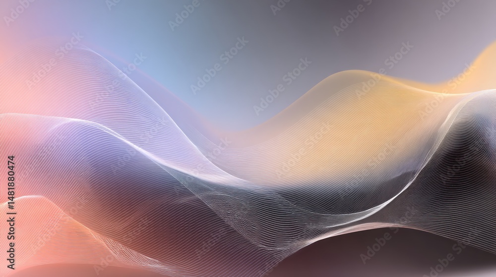 Poster abstract flowing lines with soft color gradients