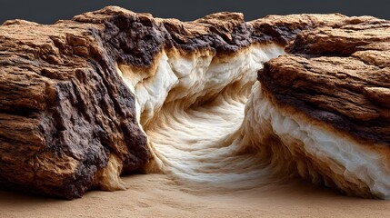 Natural edge marble sheet in cream with warm highlights, displaying earthy textures in HD