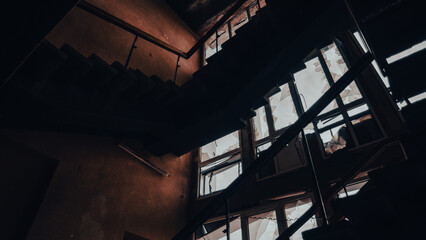 ruined street and destroyed houses the city war in Ukraine