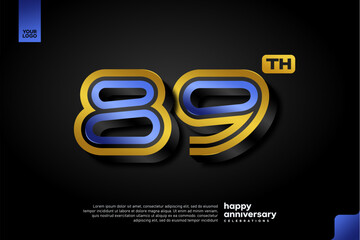 Sleek 3D Number 89 Design in Blue and Gold for Modern Anniversary Celebration on Dark Background