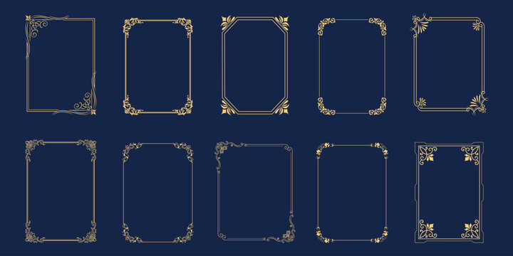 Vintage calligraphic frames. Ornate calligraphy frame, retro elegant ornamental borders, filigree floral ornaments for framed certificate template.