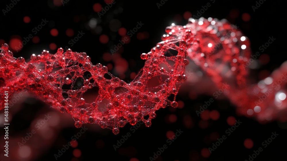 Poster 3d render of dna double helix structure on medical abstract background with futuristic blue and whit