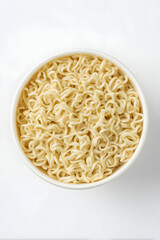 Top View of Ramen Noodle Cup Isolated on White	