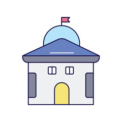 Embassy  color line icon with white background vector stock illustration