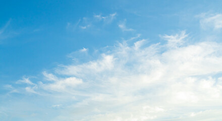 Fototapeta premium Sky cloud blue nature background paronama web cloudy summer winter season day, light beauty horizon spring brigth gradient calm abstract backdrop air nature view wallpaper landscape environment.