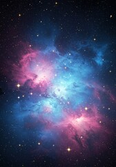 Fototapeta premium Abstract Background Illustration: Vibrant Pink and Blue Nebula in Deep Space