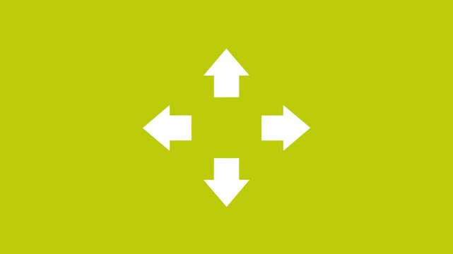 Swipe left, right, up, down arrow animation on black background. four Moving arrow.