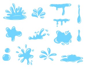 set collection of Water droplets and splashes elements