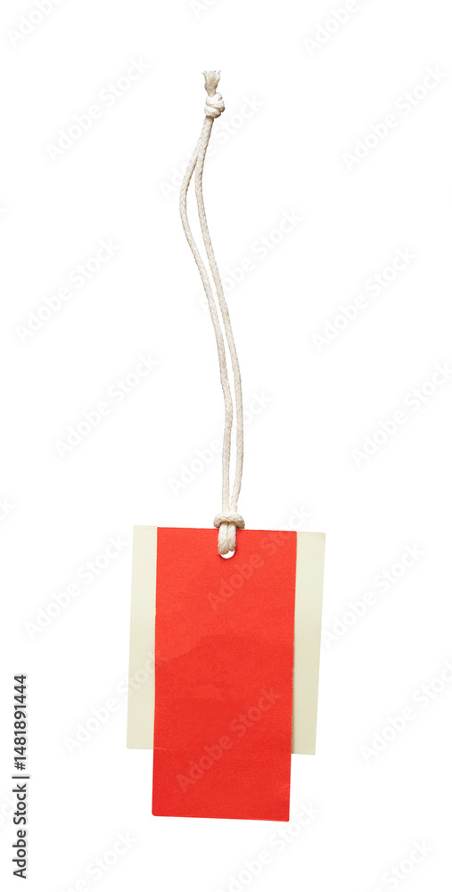 Aufkleber red label with string mockup isolated