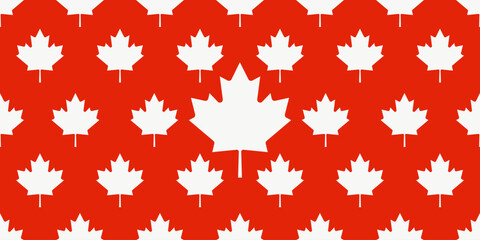 Canada Maple leaves Seamless Trellis template design. Perfect white Maple leaf on red background. Vector illustration for wrapping paper wallapper print wall decor. EPS 10