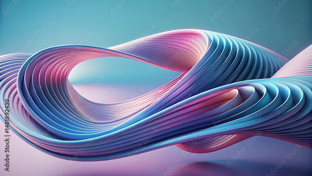 Aufkleber flowing abstract lines and curves in smooth 3d design composition